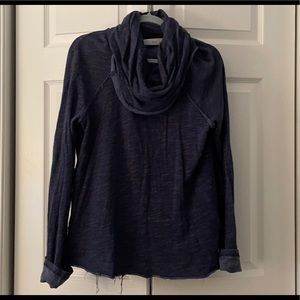 Navy Free People Cowl Neck Pullover